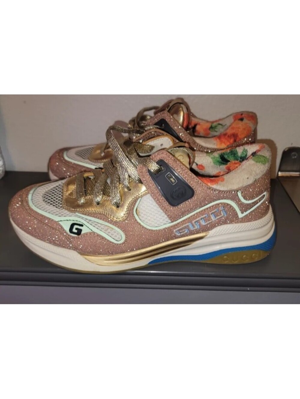 GUCCI ULTRAPACE 'GOLD SPARKLING FABRIC' EU SIZE 37